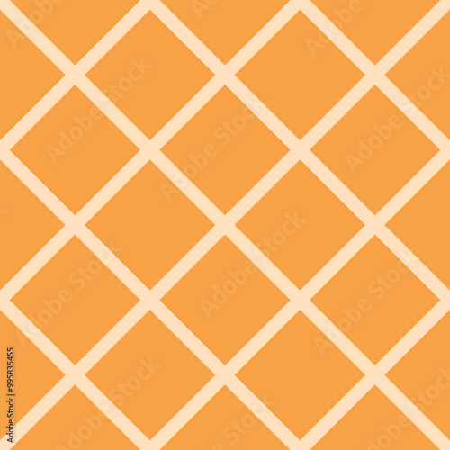 Checkered rhombic background and pattern. Linear seamless repeating vector design. Waffle texture and surface.