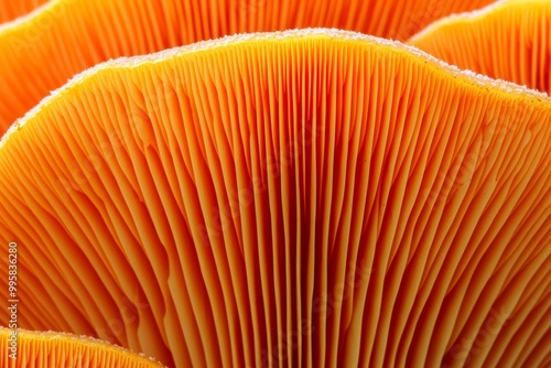 orange mushroom gills , isolated on white background, , copy space for text,