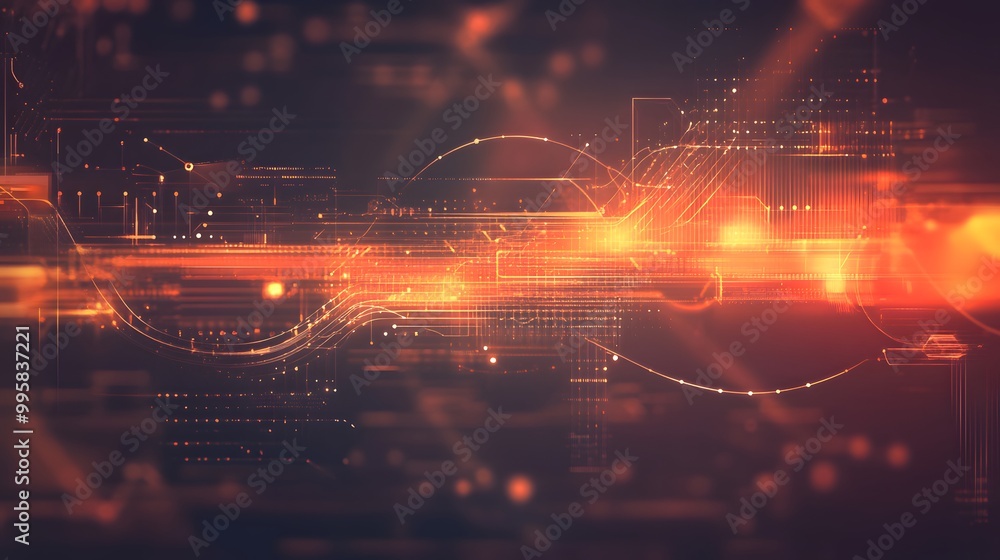 Obraz premium Abstract tech elements creating a smooth flow on a muted background