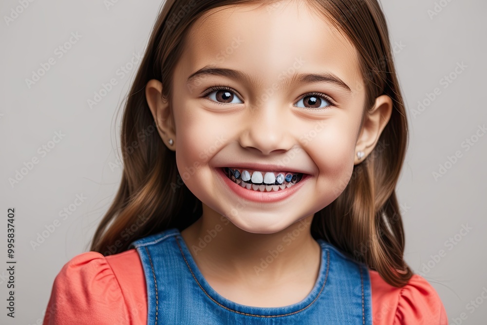 Charming Young Girl Smiling with Healthy Teeth for Dental Marketing Charming Young Girl Smiling with Healthy Teeth for Dental Marketing