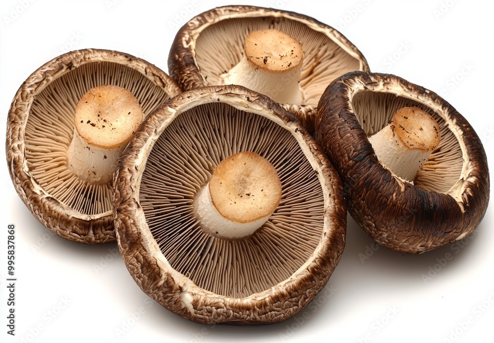 Portobello Mushrooms , isolated on white background, , copy space for text, Portobello Mushrooms , isolated on white background, , copy space for text,