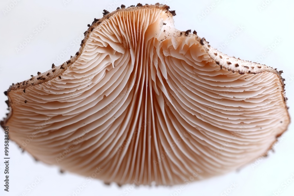 Schizophyllum commune, known as split gill or splitgill mushroom, wild antibacterial fungus from Finland , isolated on white background, , copy space for text, Schizophyllum commune, known as split gill or splitgill mushroom, wild antibacterial fungus from Finland , isolated on white background, , copy space for text,