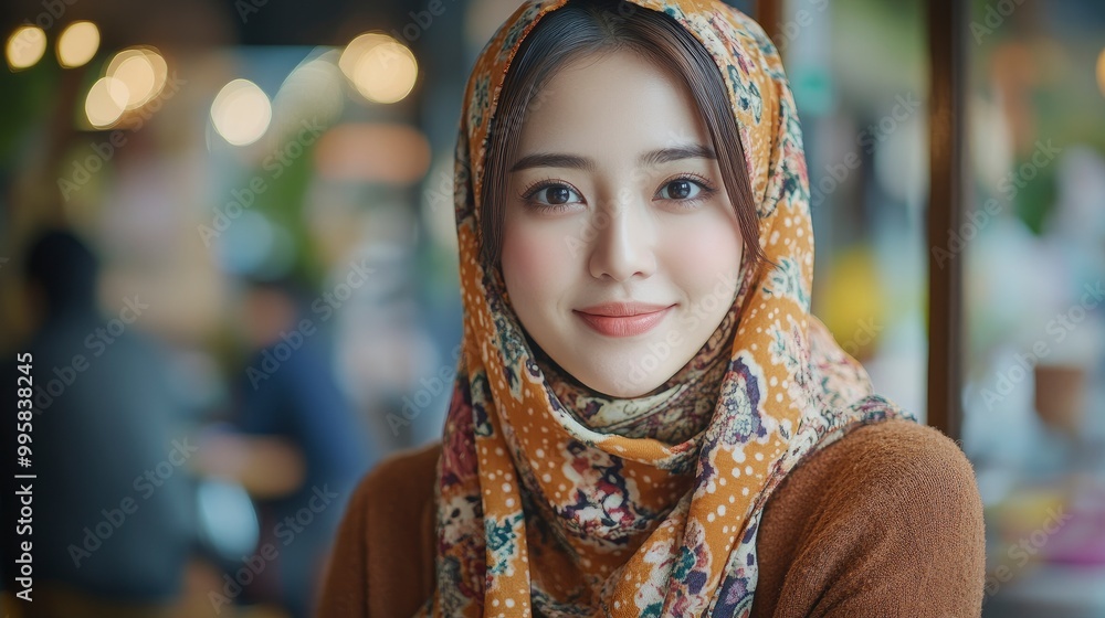 Young Muslim Woman in a Cafe Young Muslim Woman in a Cafe