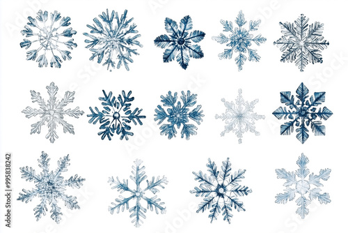 Set of snowflakes on a white background