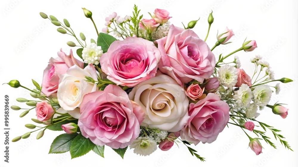 Beautiful pink roses blooming on a white background Beautiful pink roses blooming on a white background