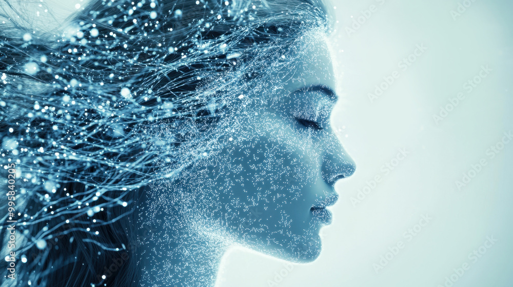 Futuristic beauty concept with digital elements illustrating the intersection of technology and skincare innovation cosmetic Futuristic beauty concept with digital elements illustrating the intersection of technology and skincare innovation cosmetic