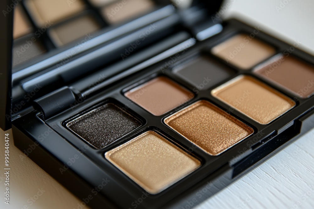 Compact eyeshadow palette with neutral beige and brown tones perfect for everyday makeup looks and professional beauty applications Compact eyeshadow palette with neutral beige and brown tones perfect for everyday makeup looks and professional beauty applications