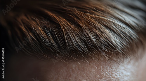 Before-and-after of hair loss treatment, showcasing thickening of hair and restored hairline, close-up shots, Realistic 3D Render, Natural Colors photo