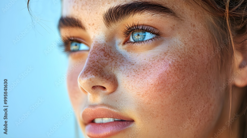 Obraz premium A young woman with acne-prone skin starts a dermatologist-recommended routine Show the transformation from inflamed skin to a glowing, smooth complexion over time