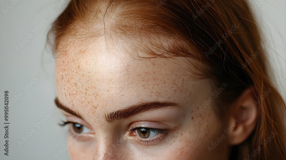 A young woman's hairline before treatment with prominent bald patches and a post-treatment shot showing full hair recovery in the temple and forehead areas A young woman's hairline before treatment with prominent bald patches and a post-treatment shot showing full hair recovery in the temple and forehead areas