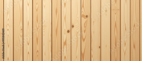 Wall made of wooden panels. Vertical wooden slats for facade cladding. Timber stripes made of beige pine. A modern plank surface for interior and exterior design