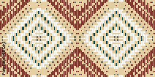 Persian Seamless Abstract Geometric Patternfolk Embroidery, Aztec Geometric Ornament Print. Design for Carpet, Wallpaper, Clothing, Wrapping, Fabric