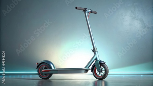 Modern electric scooter parked on a sidewalk in the city center on a sunny summer day