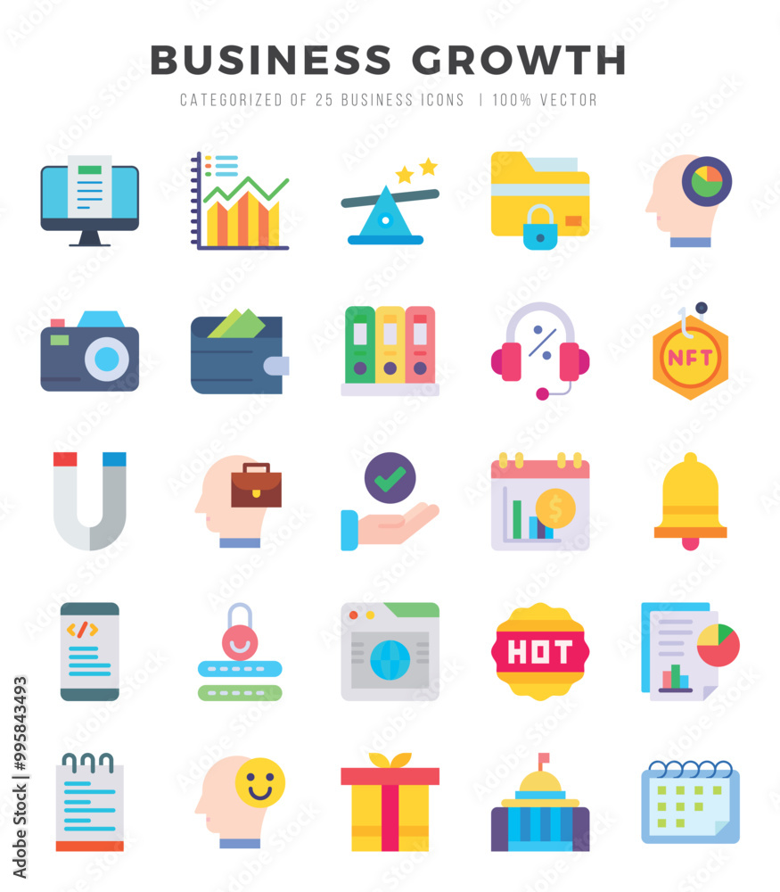 Business Growth web icons in Flat style. Business Growth web icons in Flat style.