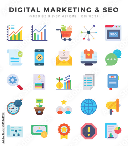 DIGITAL MARKETING & SEO icons set for website and mobile site and apps.