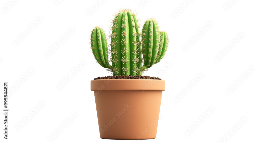 Cactus in pot, colorful spikes, isolated on white background. PNG Cactus in pot, colorful spikes, isolated on white background. PNG