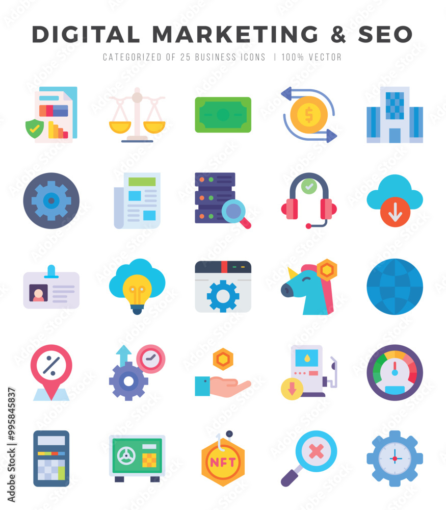 DIGITAL MARKETING & SEO icons set. Collection of simple Flat web icons. DIGITAL MARKETING & SEO icons set. Collection of simple Flat web icons.