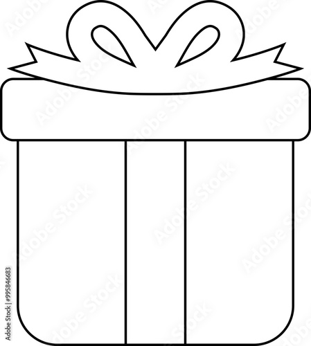 Christmas Present Box Gift Element Outline