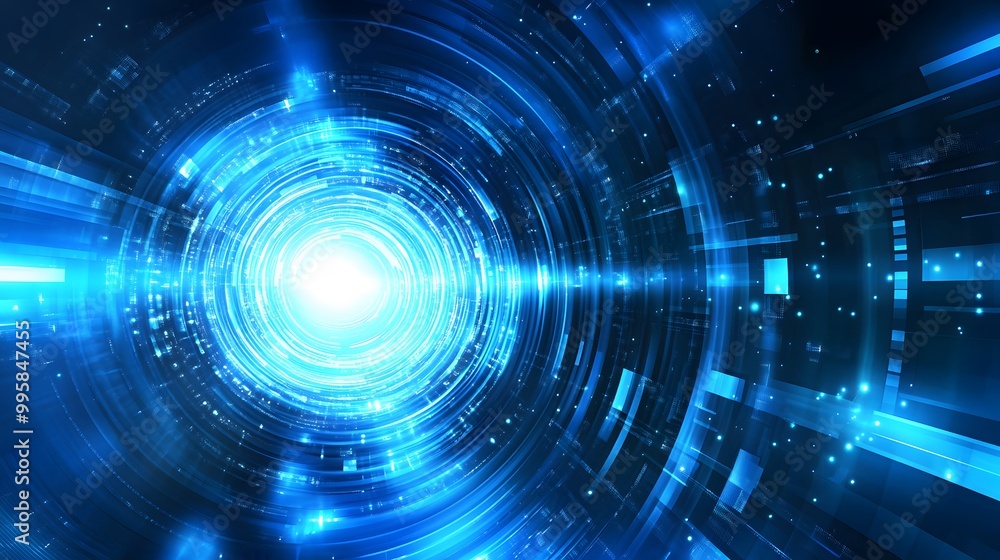 Vector Abstract, science, futuristic, energy technology concept. Digital image of light rays, stripes lines with blue light, speed and motion blur over dark blue background. Vector Abstract, science, futuristic, energy technology concept. Digital image of light rays, stripes lines with blue light, speed and motion blur over dark blue background.