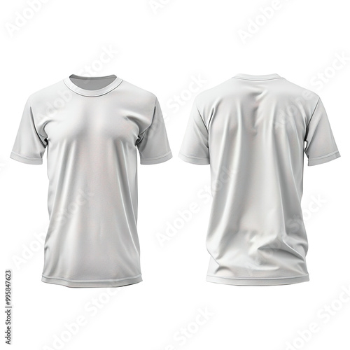 white t shirt on transparent background, clipping path, png,