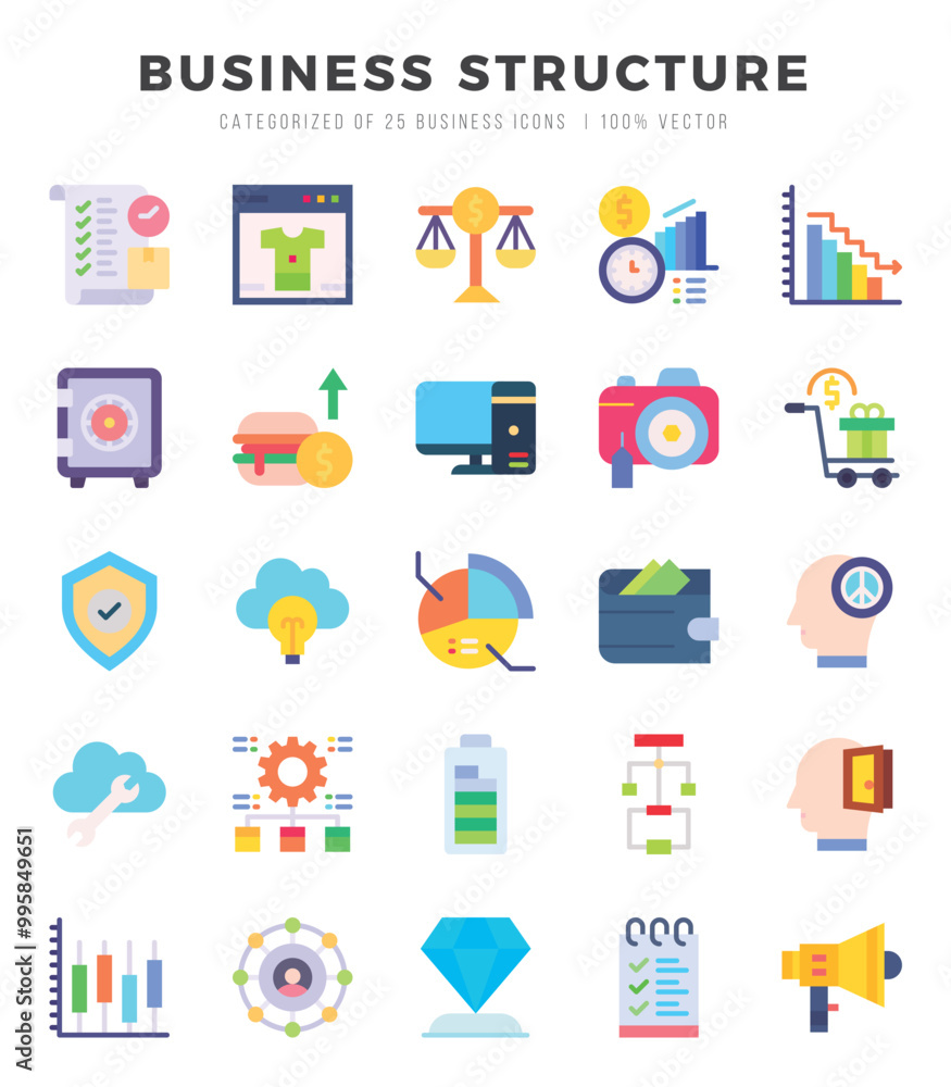 Set of simple Flat Business Structure Icons. Flat art icons pack. Vector illustration. Set of simple Flat Business Structure Icons. Flat art icons pack. Vector illustration.