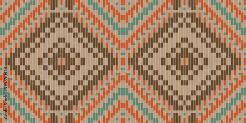 Moroccan Ethnic Ikat Patternfolk Embroidery, Aztec Geometric Ornament Print. Design for Carpet, Wallpaper, Clothing, Wrapping, Fabric