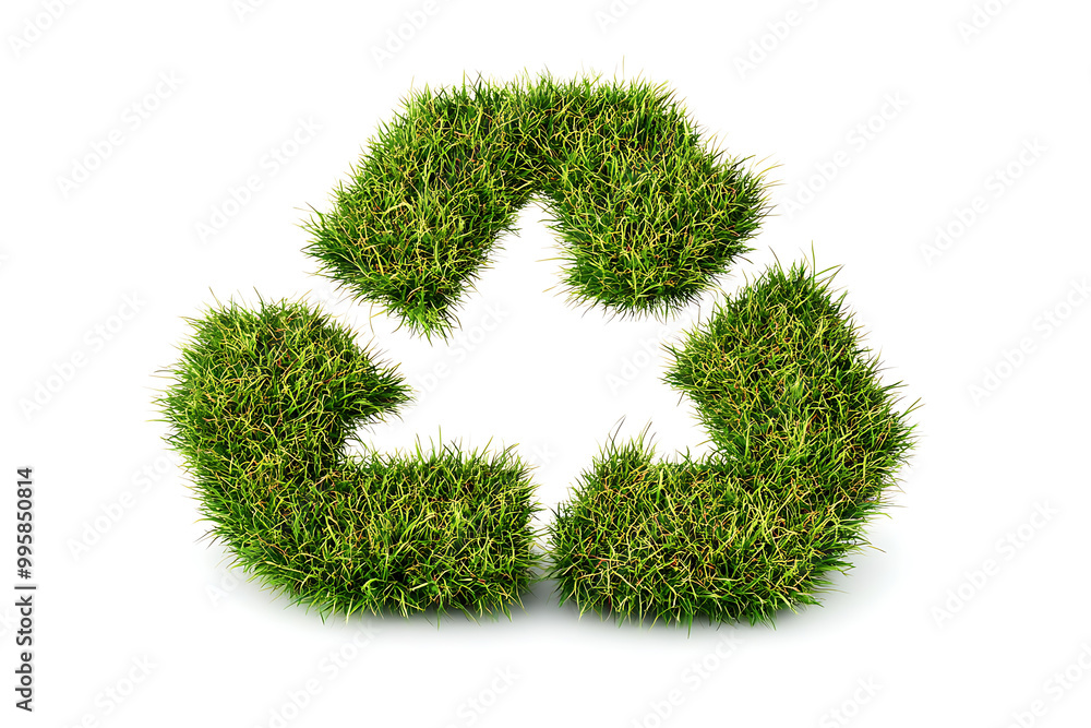 A green grass recycling icon, isolated on a white background, symbolizes sustainability, environmental care, and eco-friendly practices. A green grass recycling icon, isolated on a white background, symbolizes sustainability, environmental care, and eco-friendly practices.