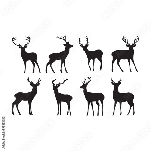 Vector set of deer silhouettes