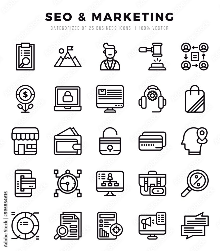 SEO & Marketing icons set. Vector illustration. SEO & Marketing icons set. Vector illustration.