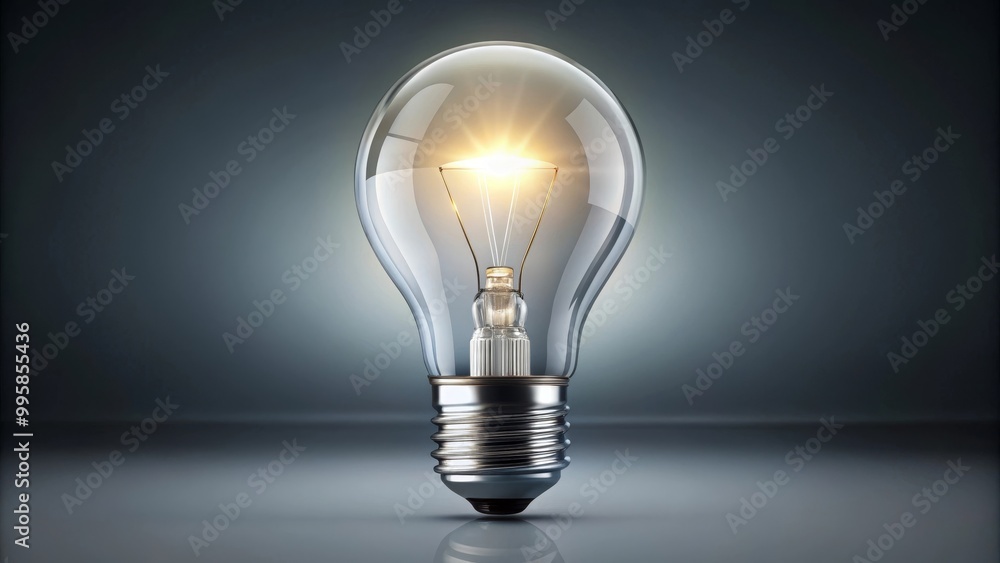 Lone light bulb is shining brightly on a dark blue background Lone light bulb is shining brightly on a dark blue background