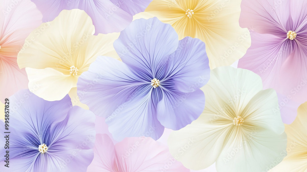 Cheerful Pastel Flowers on Soft Background Cheerful Pastel Flowers on Soft Background