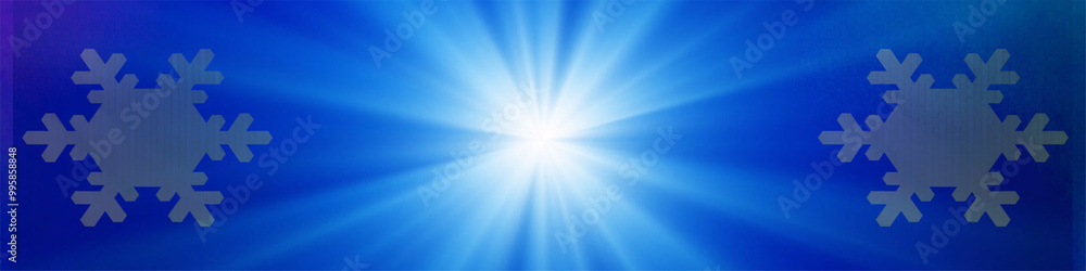 Blue sun burst with snow flakes design panorama background, Suitable for Advertisements, Posters, Banners, Anniversary, Party, Events, Ads and various graphic design works Blue sun burst with snow flakes design panorama background, Suitable for Advertisements, Posters, Banners, Anniversary, Party, Events, Ads and various graphic design works