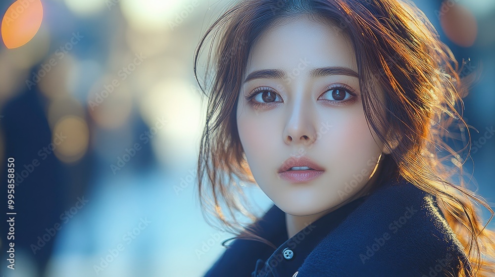 Beautiful Woman Looking at Camera in City Setting Beautiful Woman Looking at Camera in City Setting
