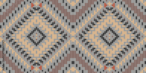 Cross Stitch Pattern Traditional Indian Melodic Patternfolk Embroidery, Aztec Geometric Ornament Print. Design for Carpet, Wallpaper, Clothing, Wrapping, Fabric