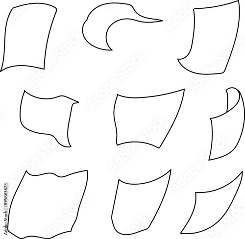 A set of simple pieces of fabric, paper or something flat and thin.