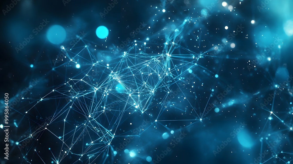 Fototapeta premium Template for science and technology presentation. Plexus style background. 