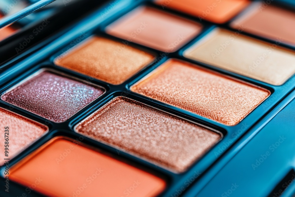 Warm toned eyeshadow palette with peach gold and copper shades ideal for creating soft radiant makeup looks with smooth blending Warm toned eyeshadow palette with peach gold and copper shades ideal for creating soft radiant makeup looks with smooth blending
