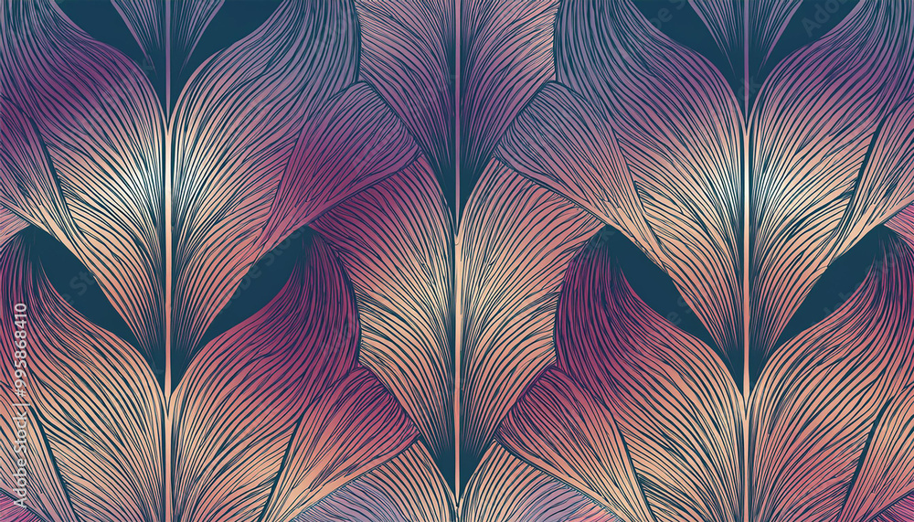 Botanical modern art deco wallpaper background vector with golden ...