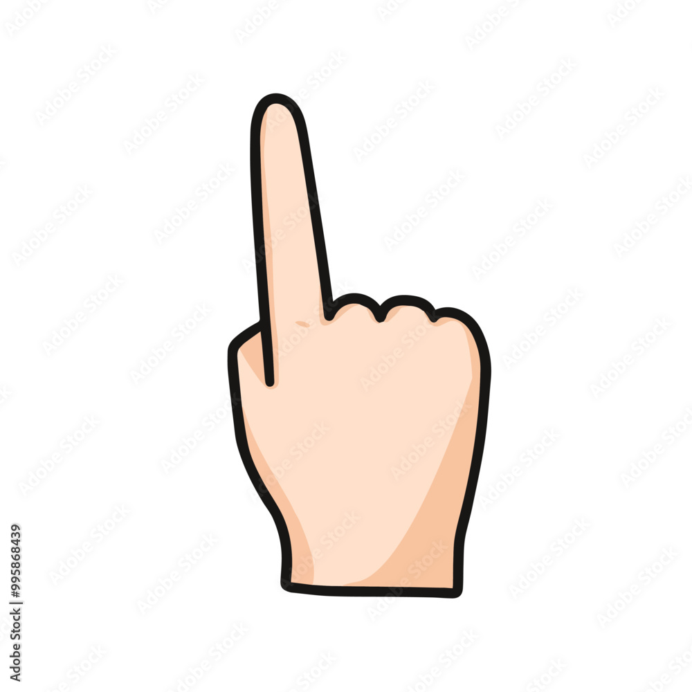 vector illustration of raised one finger, good for counting number, point with index finger vector illustration of raised one finger, good for counting number, point with index finger