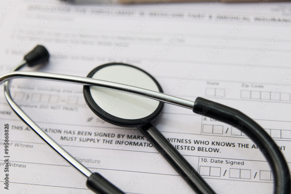 Medical Form and Stethoscope Medical Form and Stethoscope