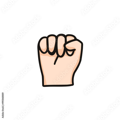 vector illustration of fist finger, showing zero number, or as rock and stone at game