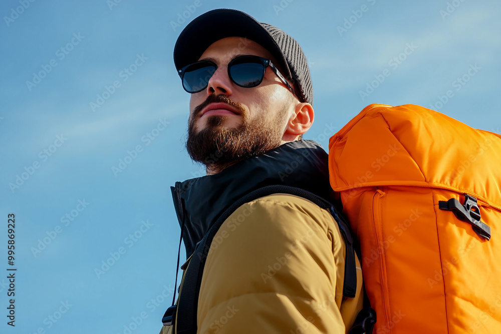 Generative AI illustration of traveler enjoy weekend trip in autumn Generative AI illustration of traveler enjoy weekend trip in autumn