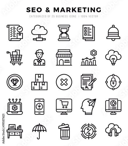 SEO & Marketing icon pack for your website. mobile. presentation. and logo design.