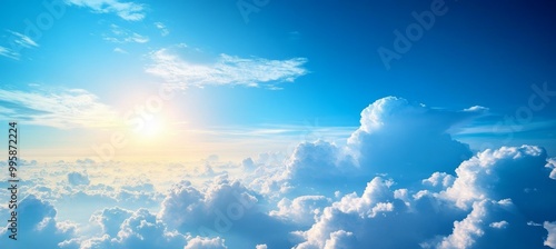 Plakat w ramie Sunset cloudscape sky. Generative AI technology. 