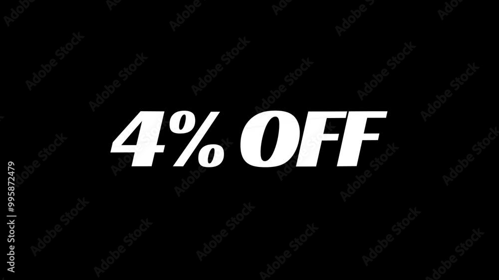 4% OFF text animation, discount concept. Seamless looping video for promotion or others 4% OFF text animation, discount concept. Seamless looping video for promotion or others