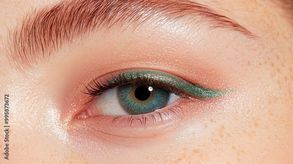 A streak of Escapist Green contour swatches next to bold Cybergem eyeliner and shimmery Skylight Blue highlighter, creating a glowing look. A streak of Escapist Green contour swatches next to bold Cybergem eyeliner and shimmery Skylight Blue highlighter, creating a glowing look.