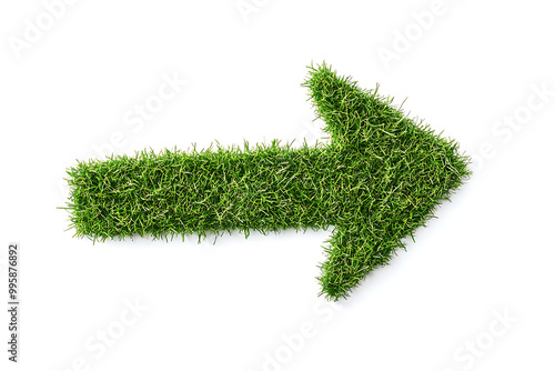 A green grass approve arrow icon, symbolizing approval, eco-friendliness, and sustainability, isolated on a white background.