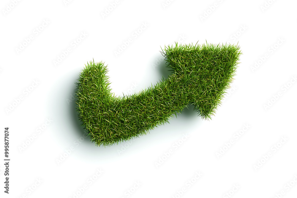 A green grass approve arrow icon, symbolizing approval, eco-friendliness, and sustainability, isolated on a white background. A green grass approve arrow icon, symbolizing approval, eco-friendliness, and sustainability, isolated on a white background.