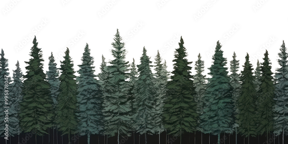 Fototapeta premium PNG Snowy pine trees backgrounds outdoors woodland.