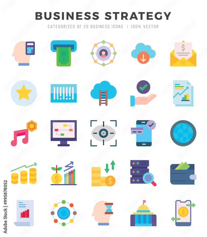 Set of simple Flat Business Strategy Icons. Flat art icons pack. Vector illustration. Set of simple Flat Business Strategy Icons. Flat art icons pack. Vector illustration.